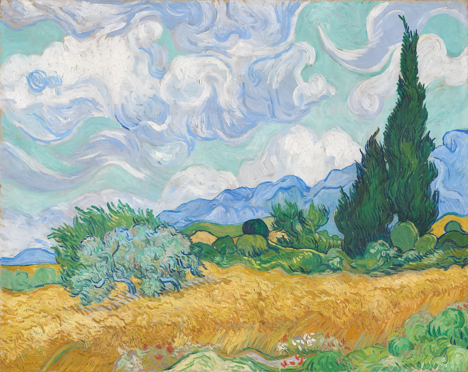 Vincent van Gogh, A Wheatfield, with Cypresses, 1889